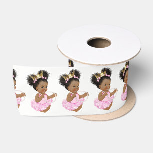 En Satin Ruban de Baby Shower pour Princesse Afro-Américain