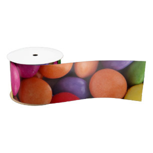 En Satin Ruban de bonbon à bouton