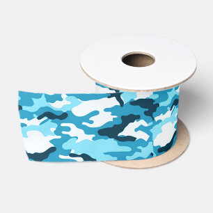 En Satin Ruban de camouflage bleu