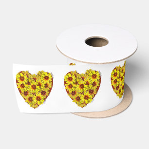 En Satin Ruban de coeurs de tournesol