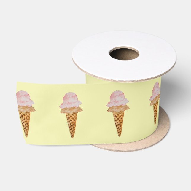 En Satin Ruban de crème glacée aquarelle (jaune) (Bobine)