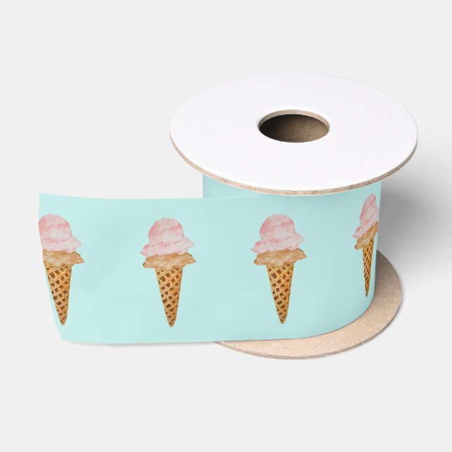 En Satin Ruban de crème glacée aquarelle (turquoise) (Bobine)