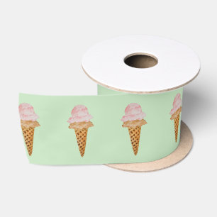 En Satin Ruban de crème glacée aquarelle (vert menthe)