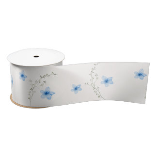 En Satin Ruban de délice botanique bleu et blanc