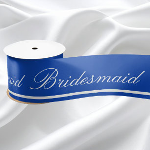 En Satin Ruban de demoiselle d'honneur bleu et blanc