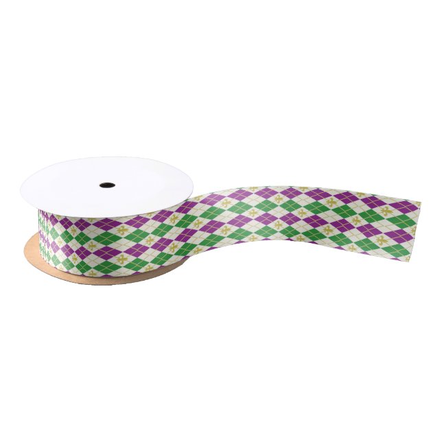 En Satin Ruban de Jacquard de mardi gras (Bobine)