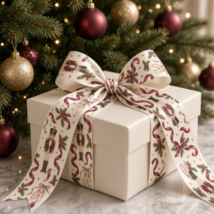En Satin Ruban de Noël bordeaux danseuse Casse-Noisette vin