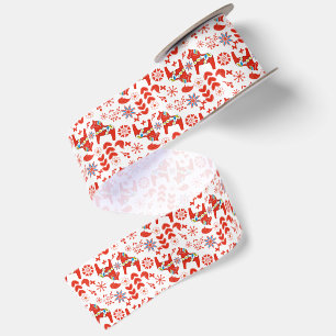 En Satin Ruban de Noël Cheval Dala Suédois Scandinave