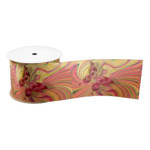 En Satin ruban de papillon rouge pêche