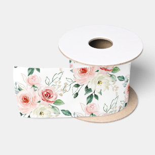 En Satin Ruban de rose rose aquarelle 