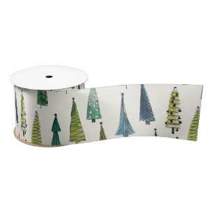 En Satin ruban des arbres de noël