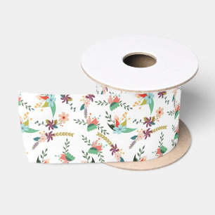 En Satin ruban des fleurs de printemps