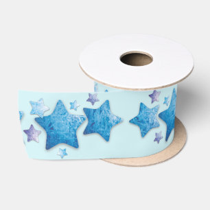 En Satin ruban d'étoiles bleu et violet congelé