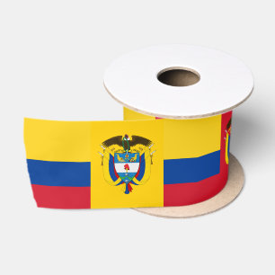 En Satin Ruban Drapeau Colombien, Emblème, Coeur, Colombie
