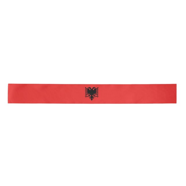 En Satin Ruban du drapeau albanais (Devant)
