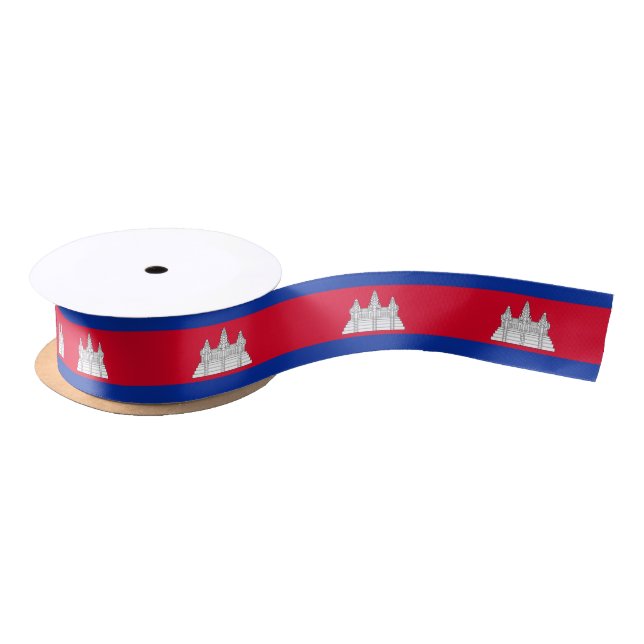 En Satin Ruban du drapeau cambodgien (Bobine)