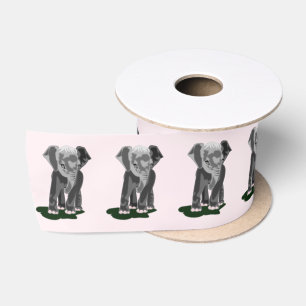 En Satin Ruban Eléphant Bébé - Vos Couleurs - Texte