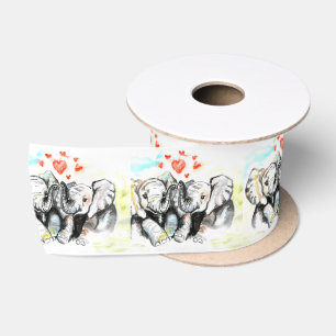 En Satin Ruban Eléphant Couple Cute