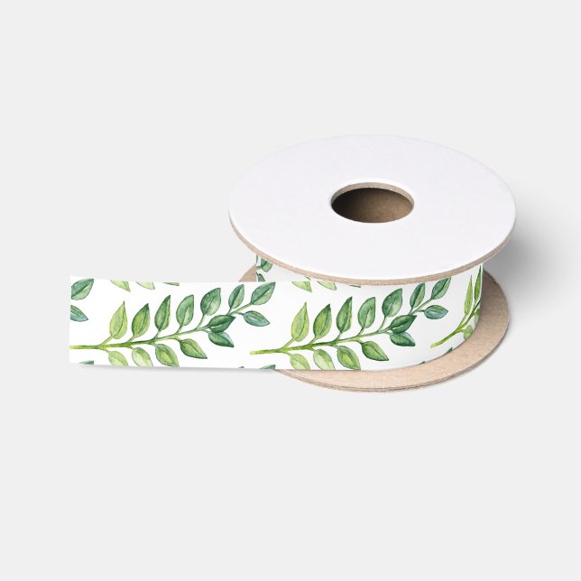 En Satin Ruban Feuille vert romantique - Enveloppement/Déco (Bobine)