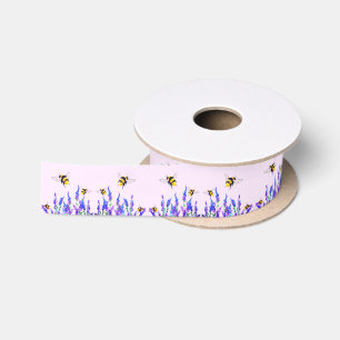 En Satin Ruban Fleurs de printemps et abeilles