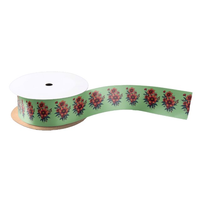 En Satin Ruban floral (Bobine)