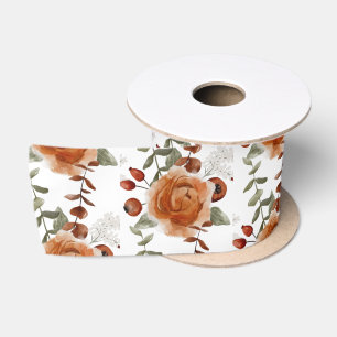 En Satin Ruban floral aquarelle d'hiver 