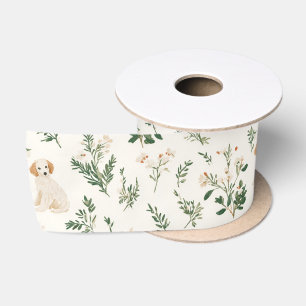 En Satin Ruban Floral Chiot