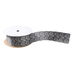 En Satin ruban floral gris