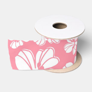 En Satin Ruban floral hawaïen de rose et blanc grand