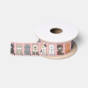 En Satin Ruban Grosgrain Ligne de Chats