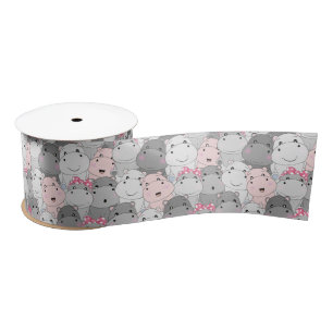 En Satin Ruban Hippopotame Bébé Mignon