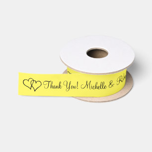 En Satin Ruban jaune avec coeurs pour couple mariage