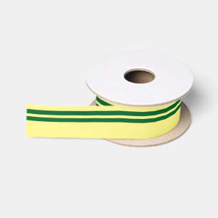 En Satin Ruban jaune avec deux bandes vertes