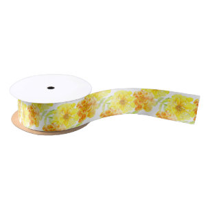 En Satin Ruban jaune de fleur d'aquarelle de souci