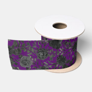 En Satin Ruban Mariage gothique Rose violet et noir