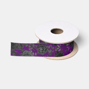 En Satin Ruban Mariage gothique Rose violet et noir