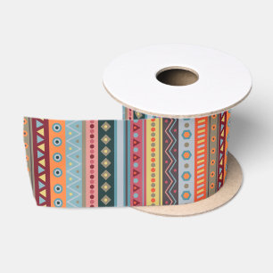 En Satin Ruban Motif tribal coloré