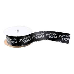 En Satin Ruban noir Merci argent moderne