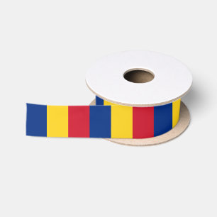 En Satin Ruban patriotique avec drapeau de Roumanie