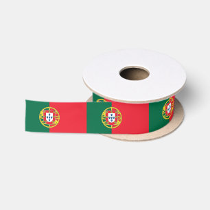 En Satin Ruban patriotique avec drapeau du Portugal