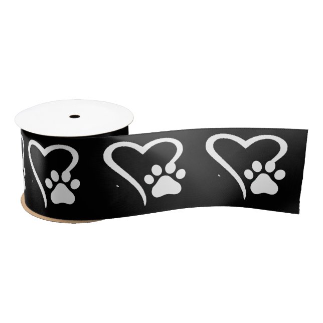 En Satin Ruban PawPrint et Heart (Bobine)