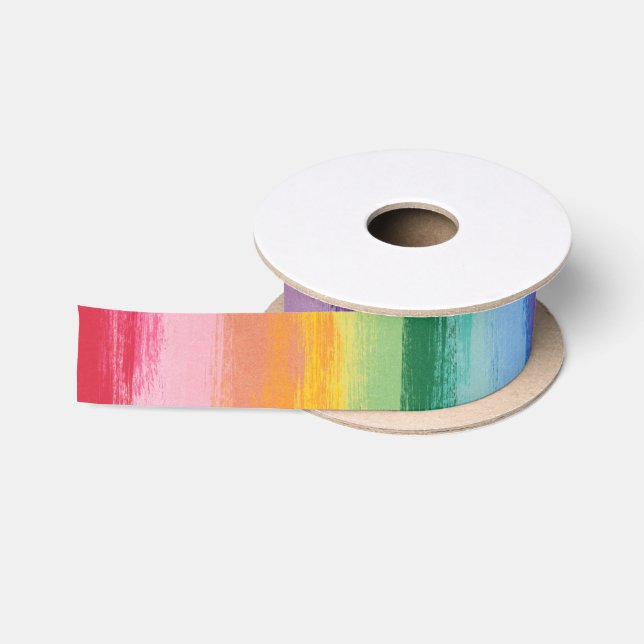 En Satin Ruban peint d'arc-en-ciel (Bobine)