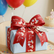 Ruban personnalisé d'anniversaire de l'oie rouge