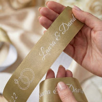 Ruban personnalisé de mariage or avec nom