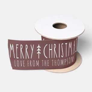 En Satin Ruban personnalisé Joyeux Noël Nom Marsala Arbre