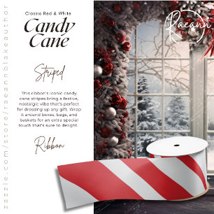 En Satin Ruban rayé de bonbon rouge et blanc classique