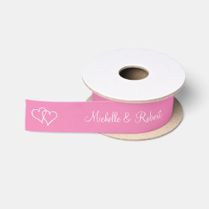 En Satin Ruban rose avec nom personnalisé et coeur verrouil