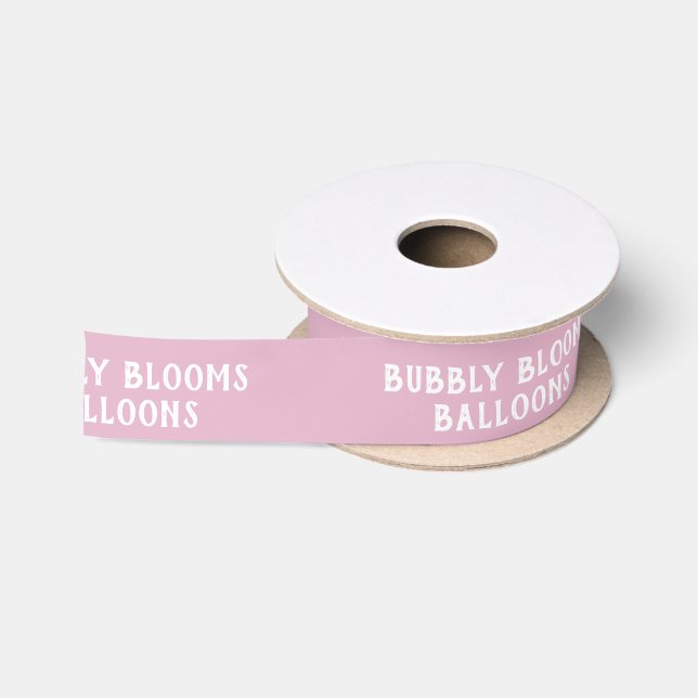 En Satin Ruban rose personnalisé avec nom de société (Bobine)