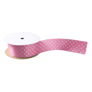 En Satin Ruban rose Pois