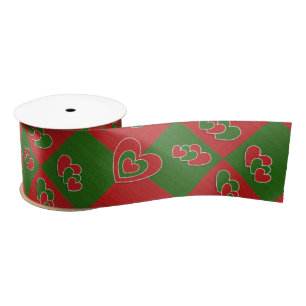 En Satin Ruban rouge et vert du coeur